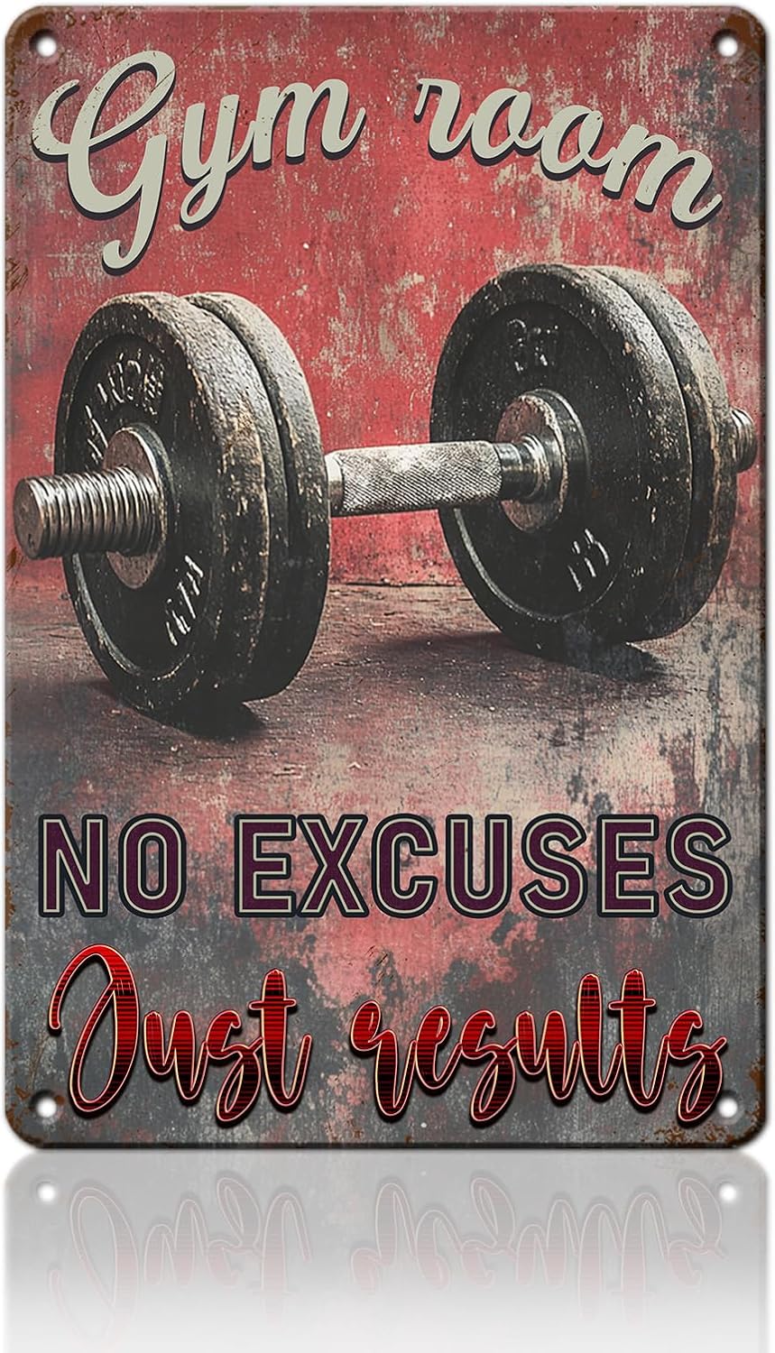 Sports Equipment Poster - No Excuses Just Results Gym Room
