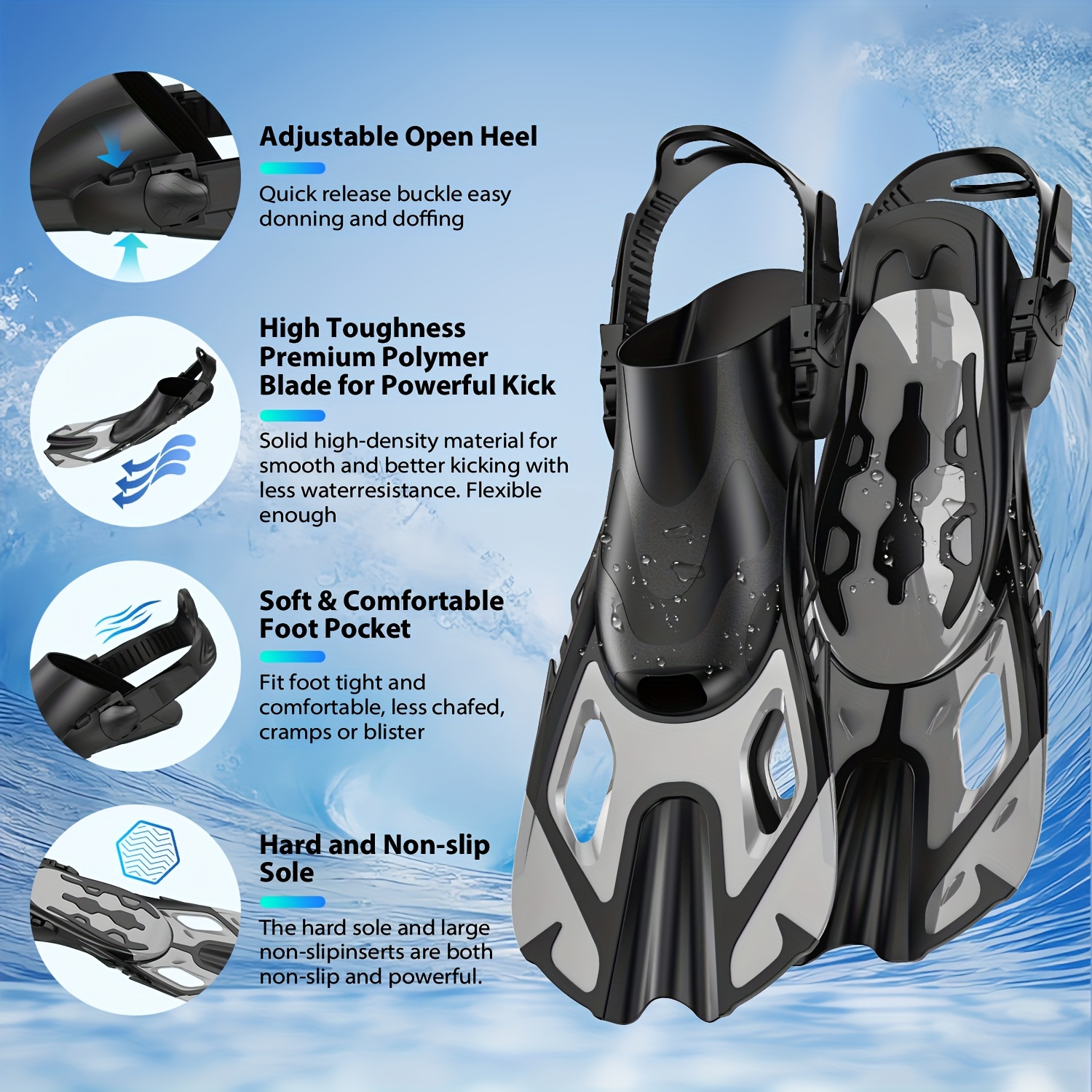 Swim Fin Short Blade - Swim Flippers Snorkel Fins Short Diving