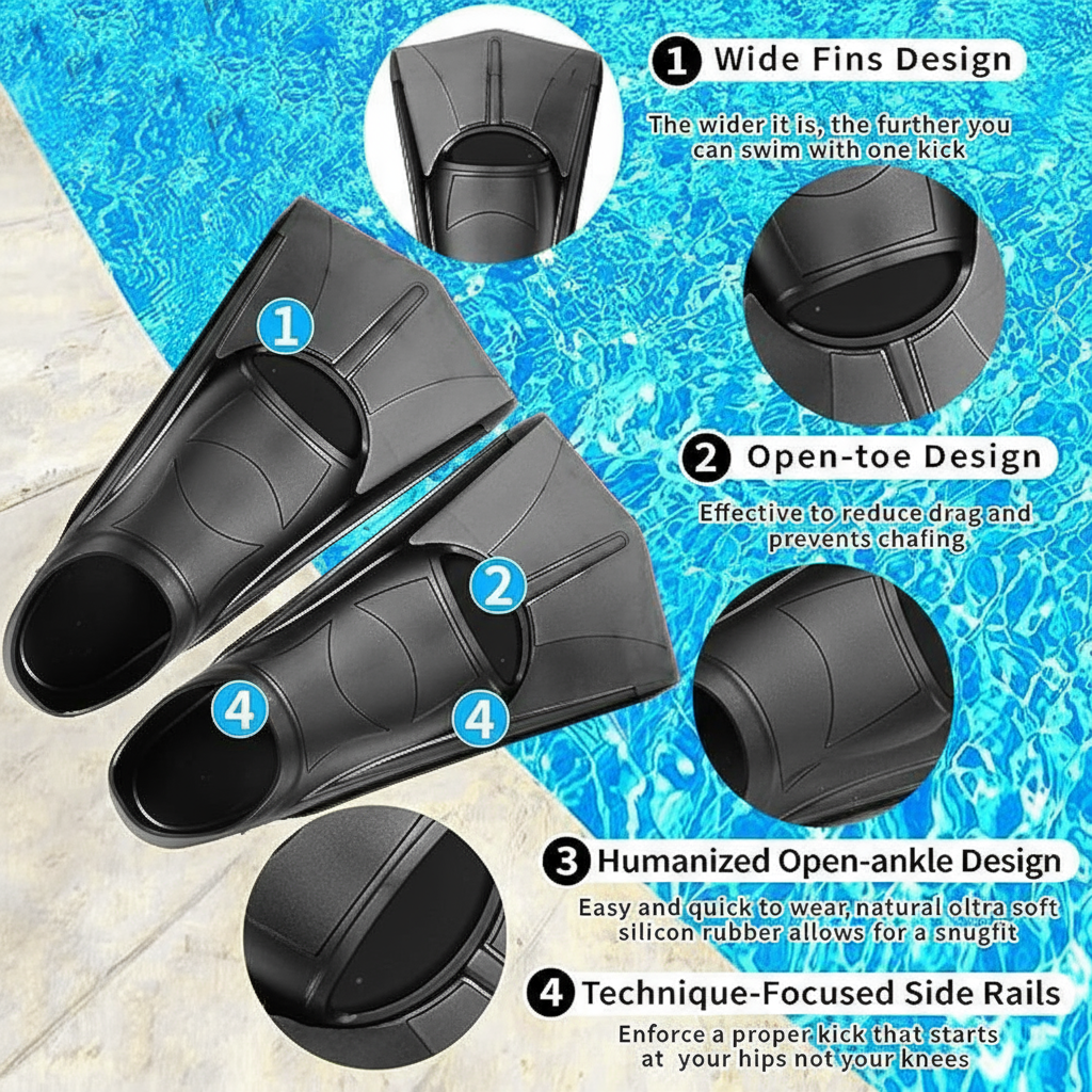 Silicone Fins Swim Training Sn - Swim Fin Short Blade review and price