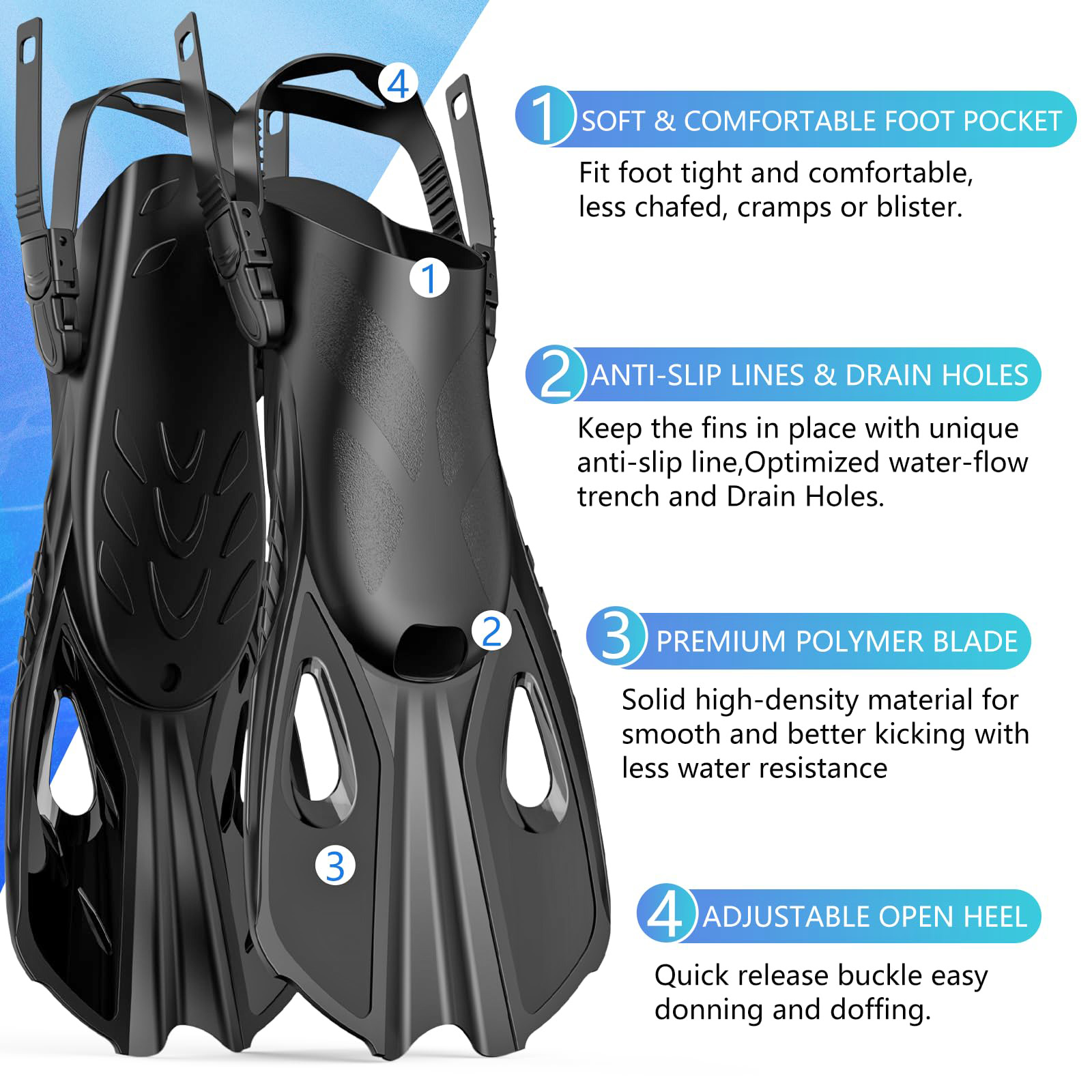 Mask Fins Snorkel Set 4 in 1 P - Swim Fin Short Blade review and price