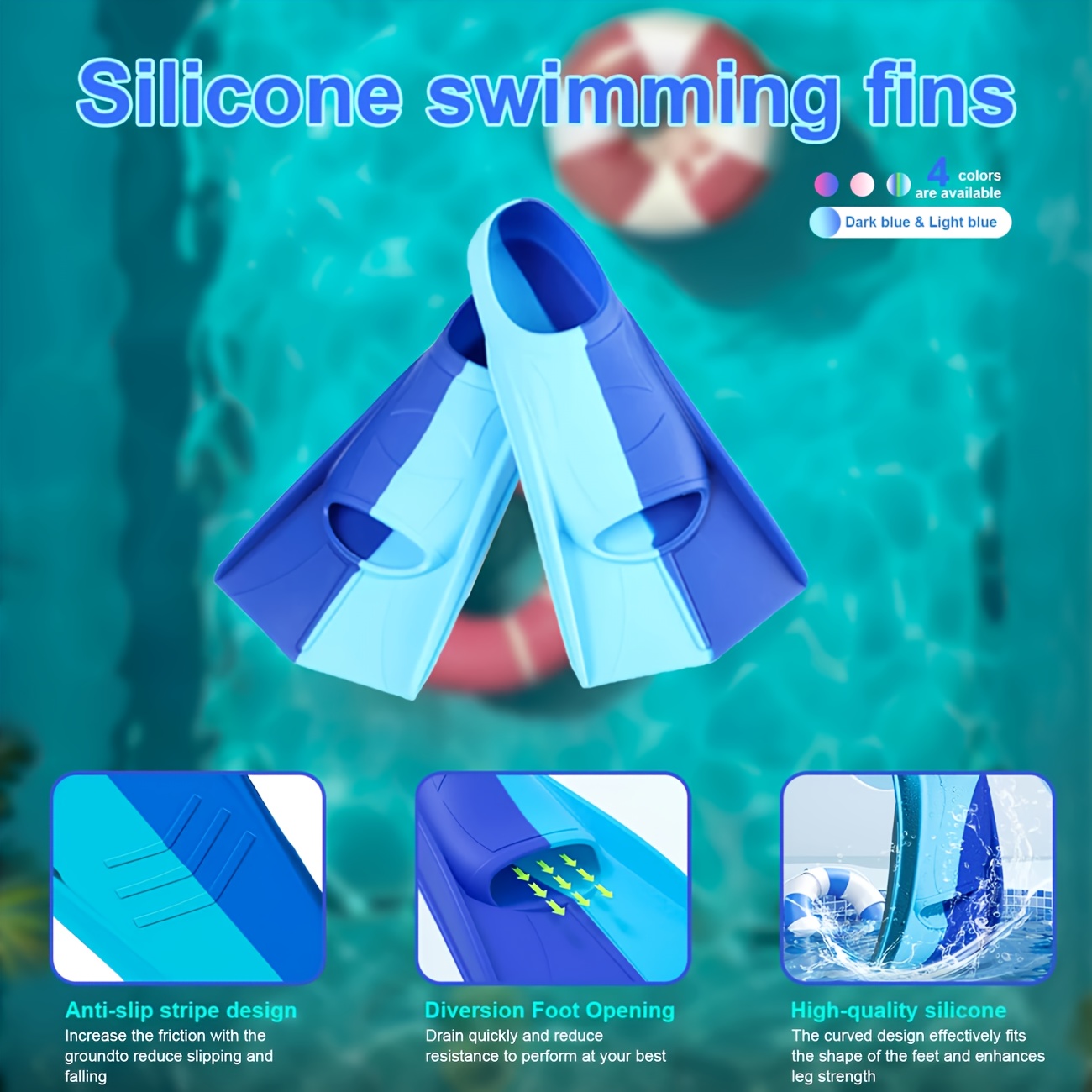 Silicone Swimming Fins Full Fo - Swim Fin Short Blade review and price