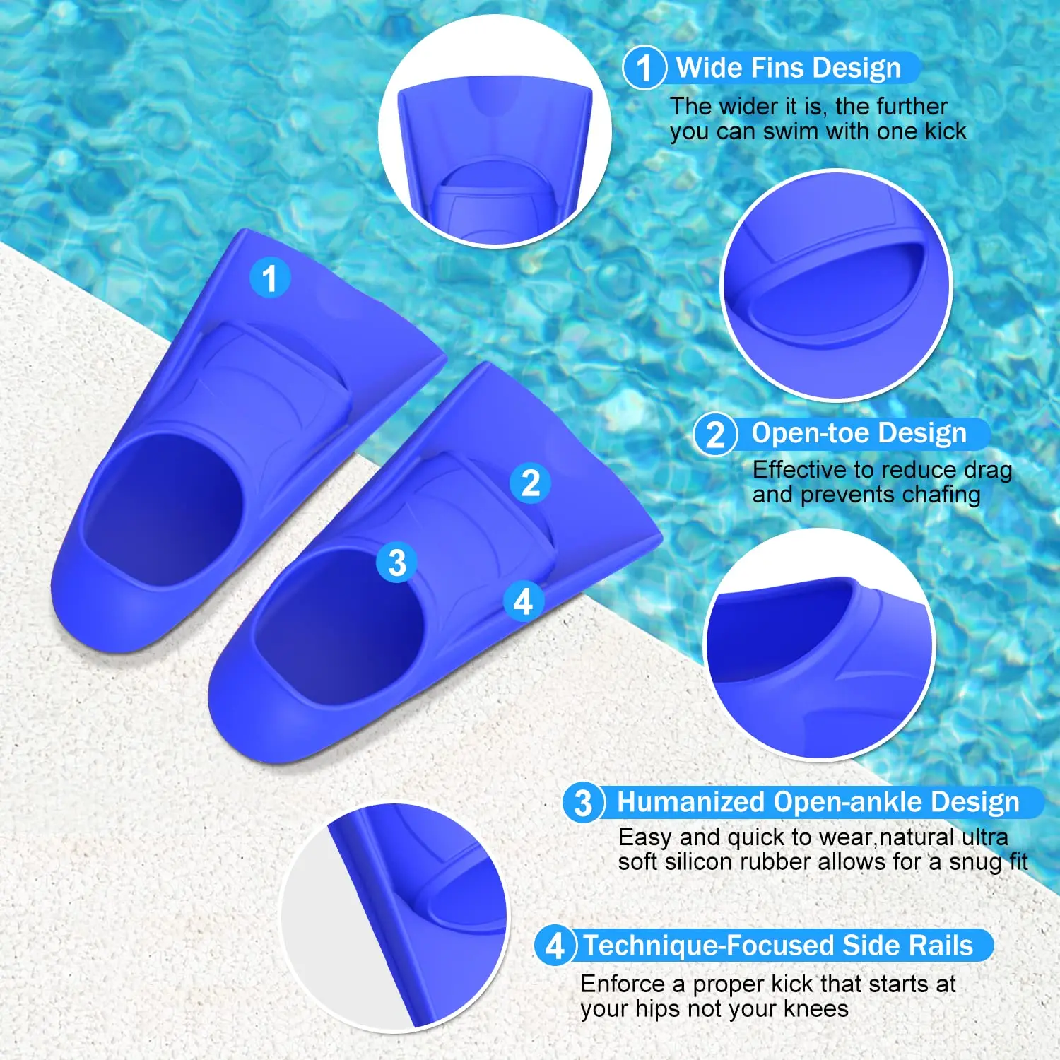 Swim Training Fins Silicone Pr - Swim Fin Short Blade review and price
